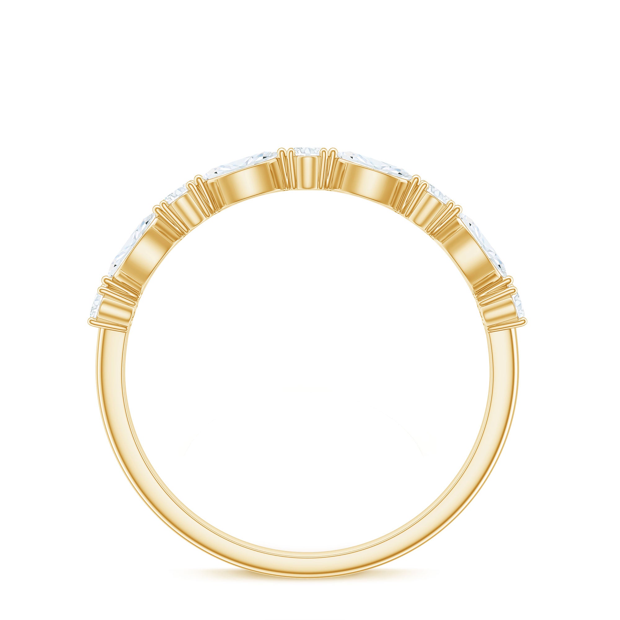 Marquise and Oval Shape Moissanite Half Eternity Ring D-VS1 - Rosec Jewels