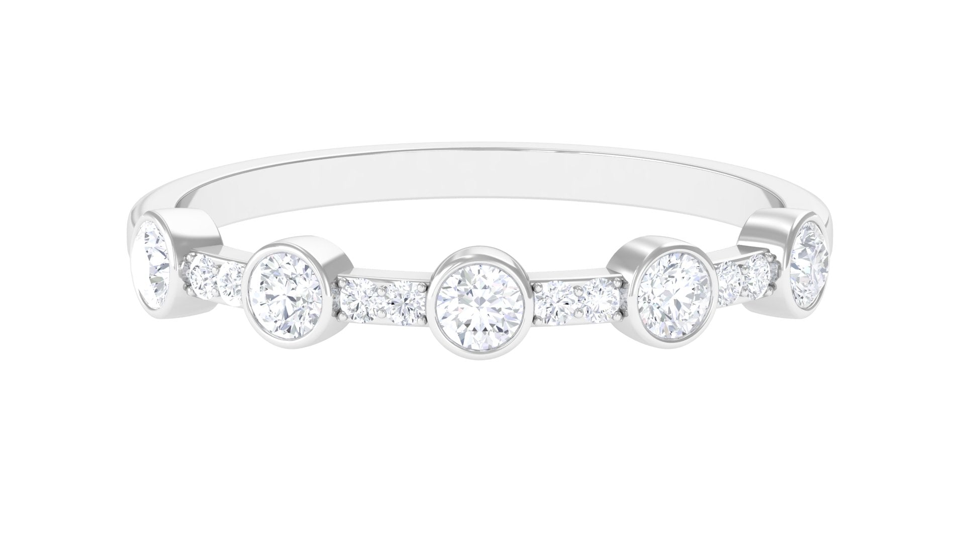 Rosec Jewels-Natural Diamond Half Eternity Ring in Bezel Setting