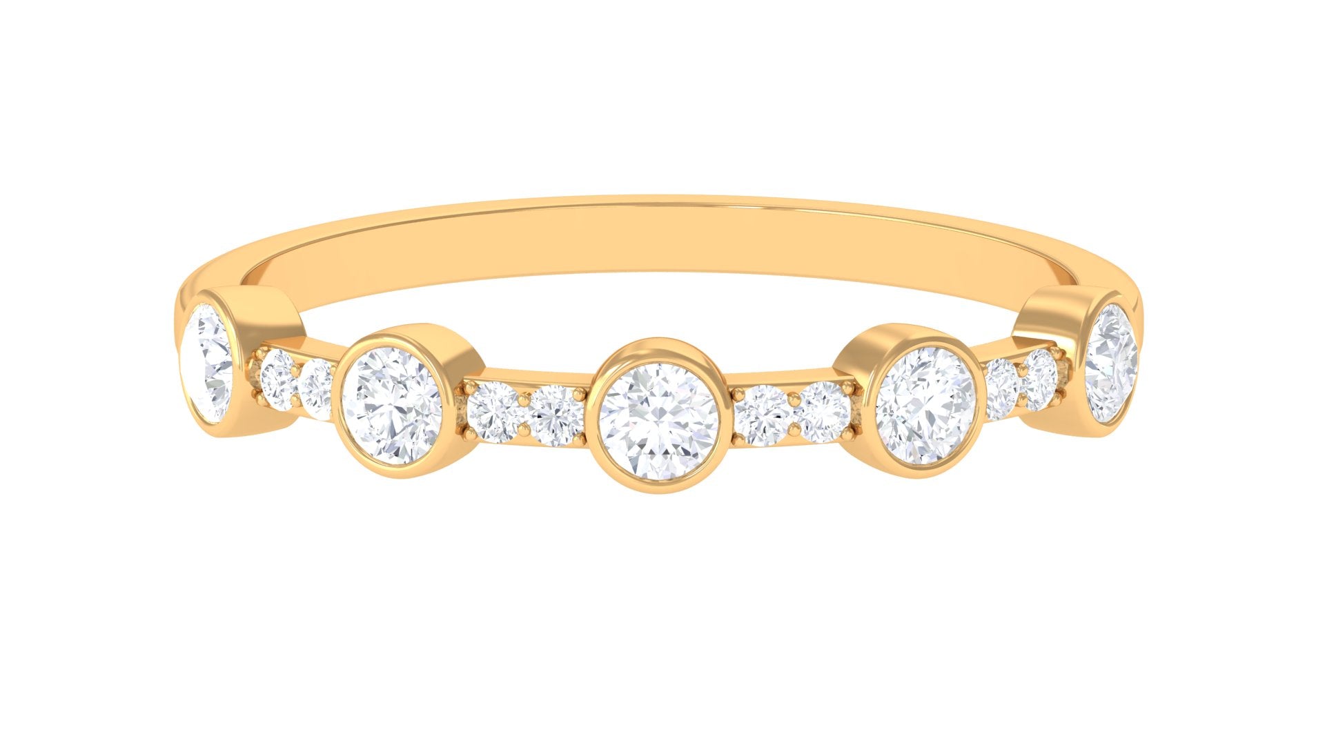 Rosec Jewels-Natural Diamond Half Eternity Ring in Bezel Setting