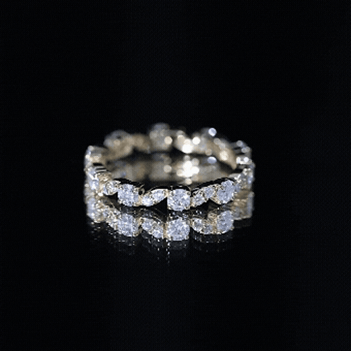 Certified Moissanite Eternity Wedding Band Ring in Prong Setting D-VS1 - Rosec Jewels