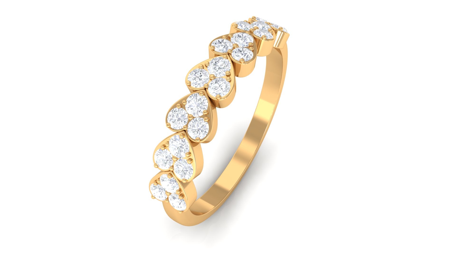 Certified Natural Diamond Heart Eternity Ring in East West Style Natural - ( HI-SI ) - Rosec Jewels