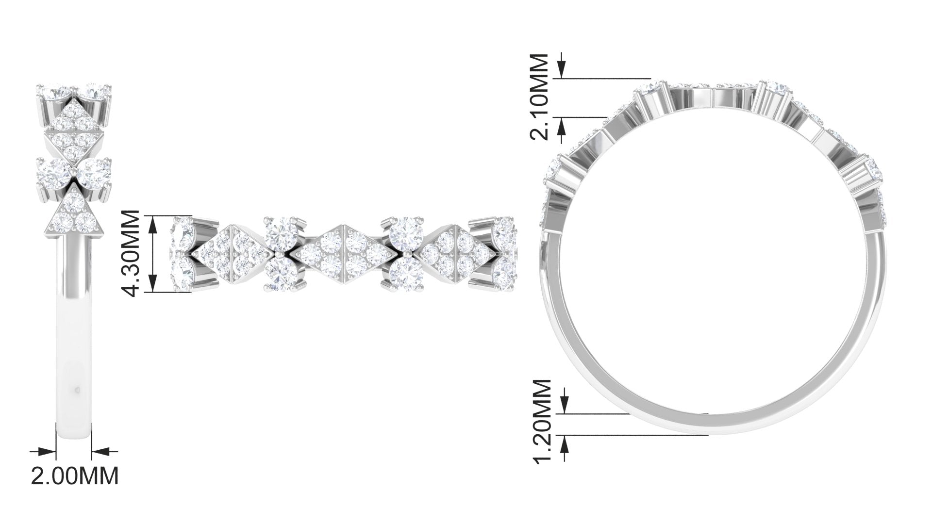 Art Deco Inspired Diamond Half Eternity Ring for Women Natural - ( HI-SI ) - Rosec Jewels