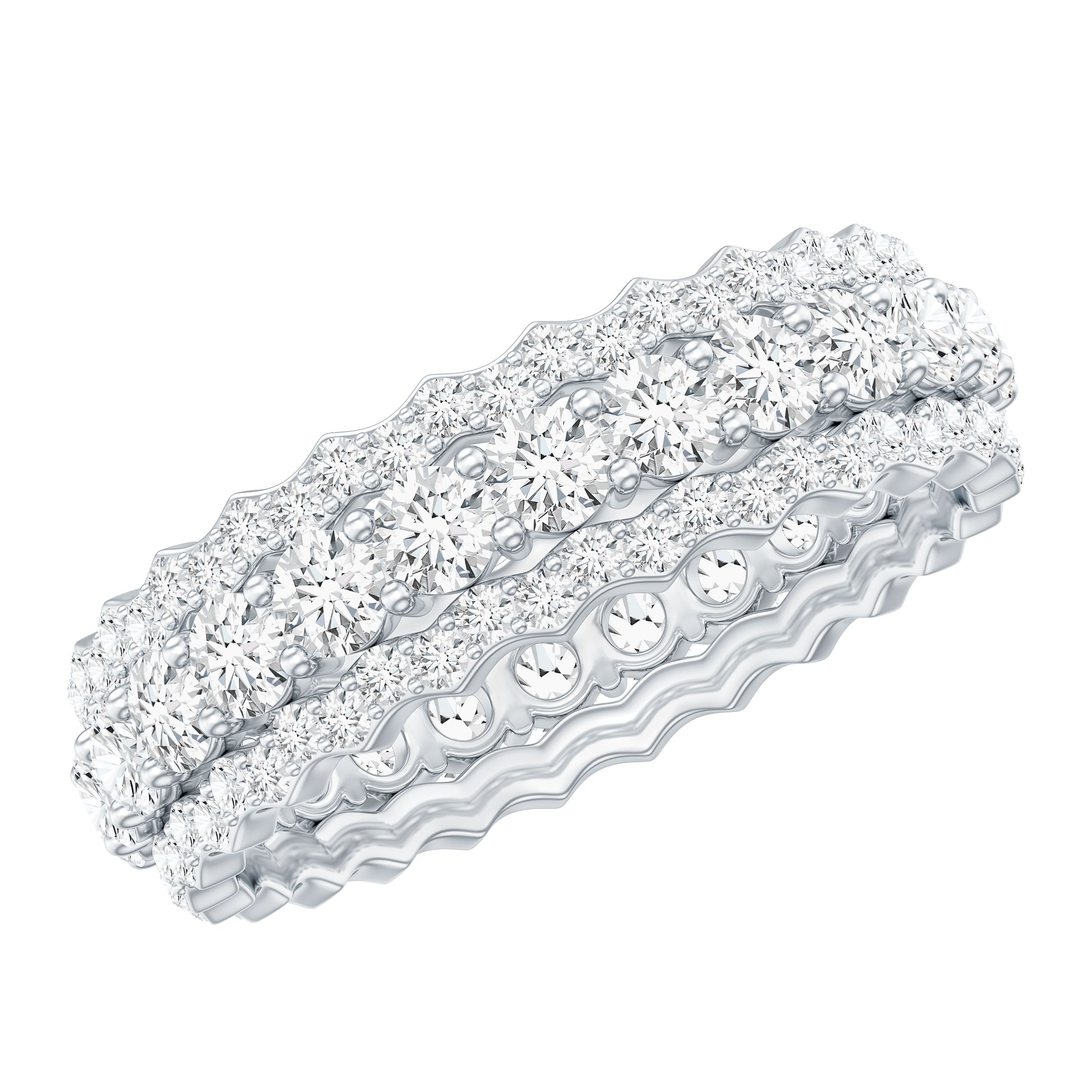 Certified Round Cut Moissanite Eternity Ring For Wedding D-VS1 - Rosec Jewels