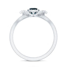 Flower Inspired London Blue Topaz and Diamond Engagement Ring AAA - Rosec Jewels