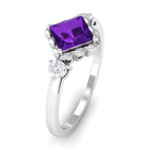 Designer 1.2 Carat Princess Cut Amethyst Engagement Ring with Diamond AAA - Rosec Jewels
