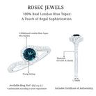 London Blue Topaz Bypass Promise Ring with Diamond Halo AAA - Rosec Jewels