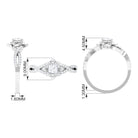 Natural Princess Cut Diamond Flower Engagement Ring with Crossover Shank Natural - ( HI-SI ) - Rosec Jewels
