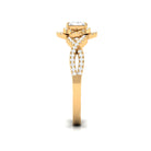 Natural Princess Cut Diamond Flower Engagement Ring with Crossover Shank Natural - ( HI-SI ) - Rosec Jewels