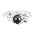 Designer Tahitian Pearl Engagement Ring with Diamond AAA - Rosec Jewels