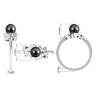 Designer Tahitian Pearl Engagement Ring with Diamond AAA - Rosec Jewels