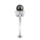 Designer Tahitian Pearl Engagement Ring with Diamond AAA - Rosec Jewels