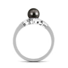 Designer Tahitian Pearl Engagement Ring with Diamond AAA - Rosec Jewels