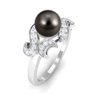 Designer Tahitian Pearl Engagement Ring with Diamond AAA - Rosec Jewels