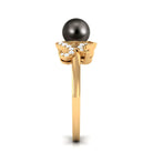 Designer Tahitian Pearl Engagement Ring with Diamond AAA - Rosec Jewels