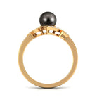 Designer Tahitian Pearl Engagement Ring with Diamond AAA - Rosec Jewels