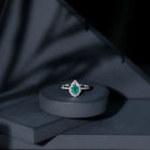 Rosec Jewels-Pear Shaped Emerald Nature Engagement Ring with Diamond