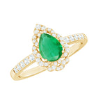 Rosec Jewels-Pear Shaped Emerald Nature Engagement Ring with Diamond