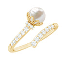 Rosec Jewels-Natural 2 Carat Freshwater Pearl Wrap Ring with Diamond