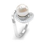 Rosec Jewels-Natural 7.4 carat Freshwater Pearl Engagement Ring with Diamond Bypass Shank
