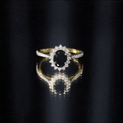 Certified 1.9 Carat Lab Grown Black Diamond Oval Engagement Ring with White Diamond AAAA ( Synthetic ) - Rosec Jewels