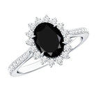 Certified 1.9 Carat Lab Grown Black Diamond Oval Engagement Ring with White Diamond AAAA ( Synthetic ) - Rosec Jewels