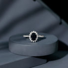 Certified 1.9 Carat Lab Grown Black Diamond Oval Engagement Ring with White Diamond AAAA ( Synthetic ) - Rosec Jewels