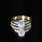 Certified Oval Cut Moissanite Engagement Ring with Wedding Band Set D-VS1 - Rosec Jewels