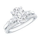 Certified Oval Cut Moissanite Engagement Ring with Wedding Band Set D-VS1 - Rosec Jewels