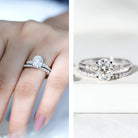Certified Oval Cut Moissanite Engagement Ring with Wedding Band Set D-VS1 - Rosec Jewels