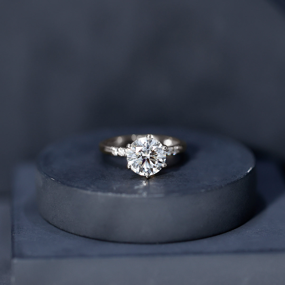 IGI Certified Round Cut 3 Carat Lab Grown Diamond Solitaire Engagement Ring Lab - ( E-VS1 ) - Rosec Jewels