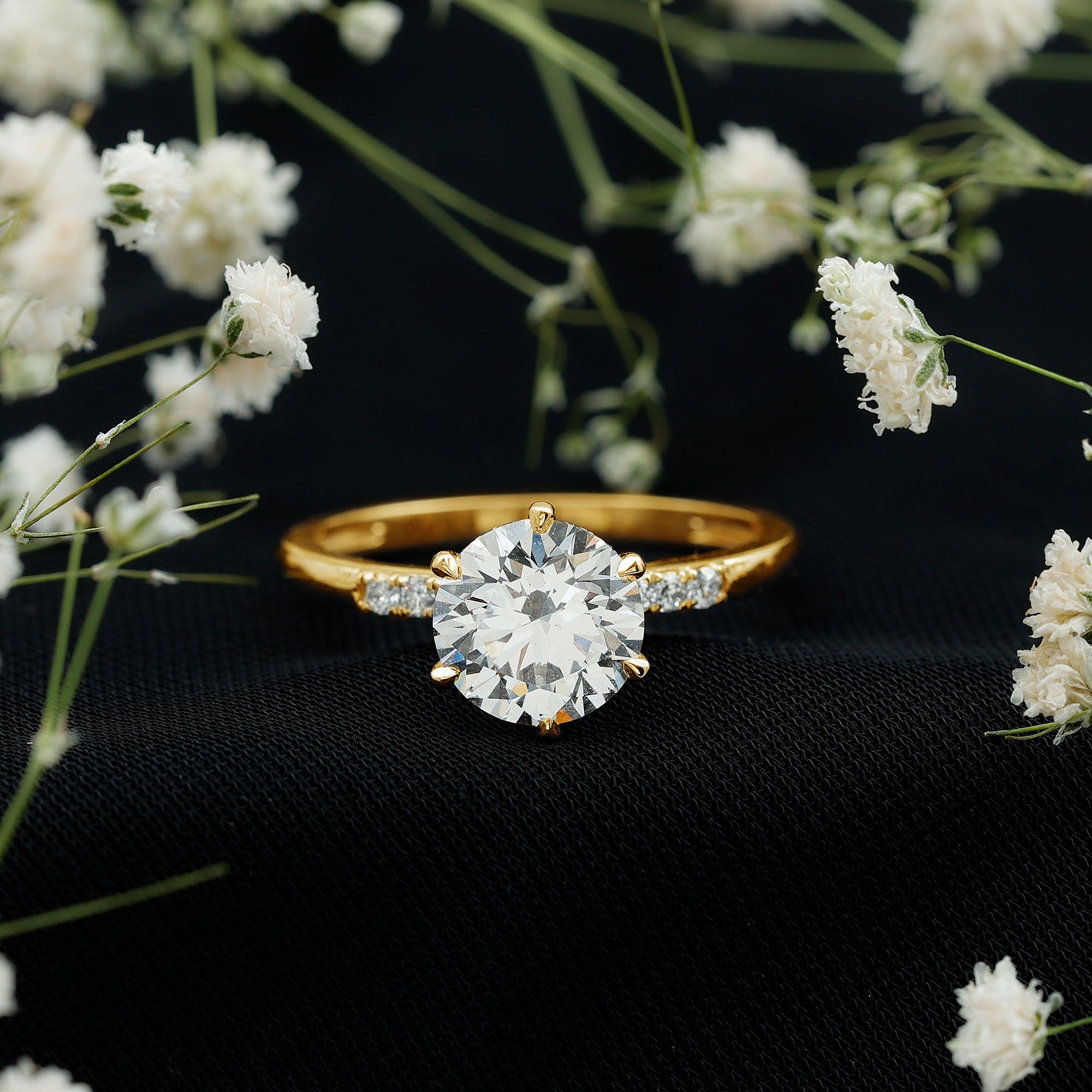 Rosec Jewels-Round Cut 9 MM Lab Grown Diamond Solitaire Engagement Ring