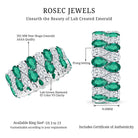Vintage Style Lab Grown Emerald and Diamond Wide Eternity Band AAAA - Rosec Jewels