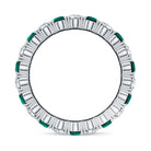 Vintage Style Lab Grown Emerald and Diamond Wide Eternity Band AAAA - Rosec Jewels