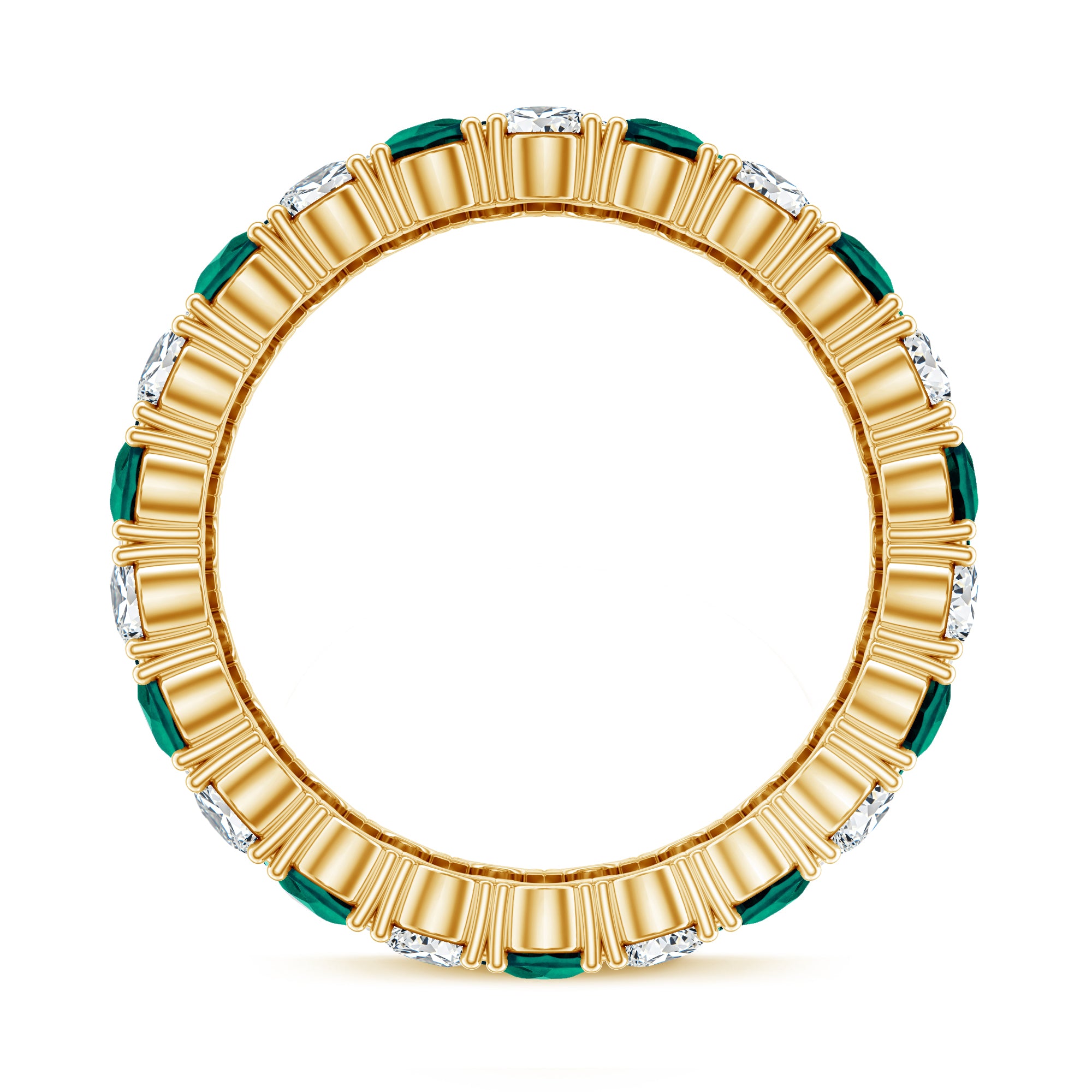 Rosec Jewels-Vintage Style Lab Grown Emerald and Diamond Wide Eternity Band