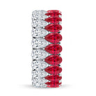 Pear Lab Grown Ruby and Diamond Wedding Anniversary Band AAAA - Rosec Jewels