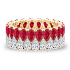 Pear Lab Grown Ruby and Diamond Wedding Anniversary Band AAAA - Rosec Jewels