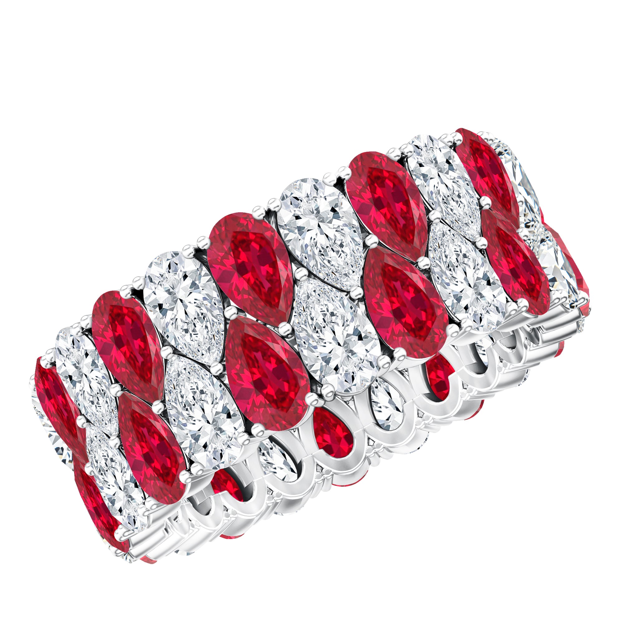 Rosec Jewels-Wide Lab Grown Ruby and Diamond Eternity Band for Women