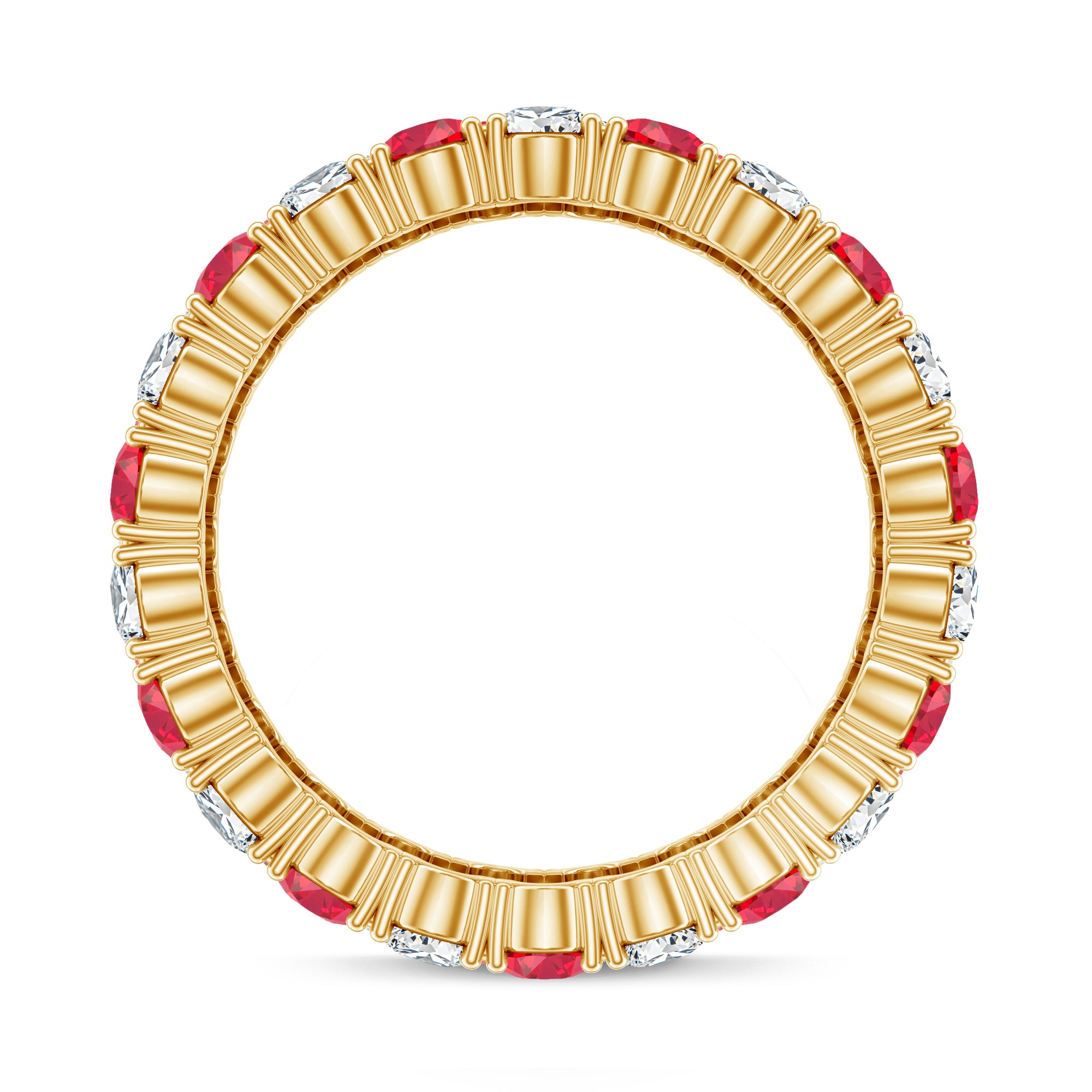 Rosec Jewels-Wide Lab Grown Ruby and Diamond Eternity Band for Women