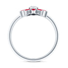 Lab Grown Diamond and Ruby Flower Cocktail Ring with Certificate Lab - ( EF-VS ) - Rosec Jewels