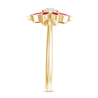 Lab Grown Diamond and Ruby Flower Cocktail Ring with Certificate Lab - ( EF-VS ) - Rosec Jewels