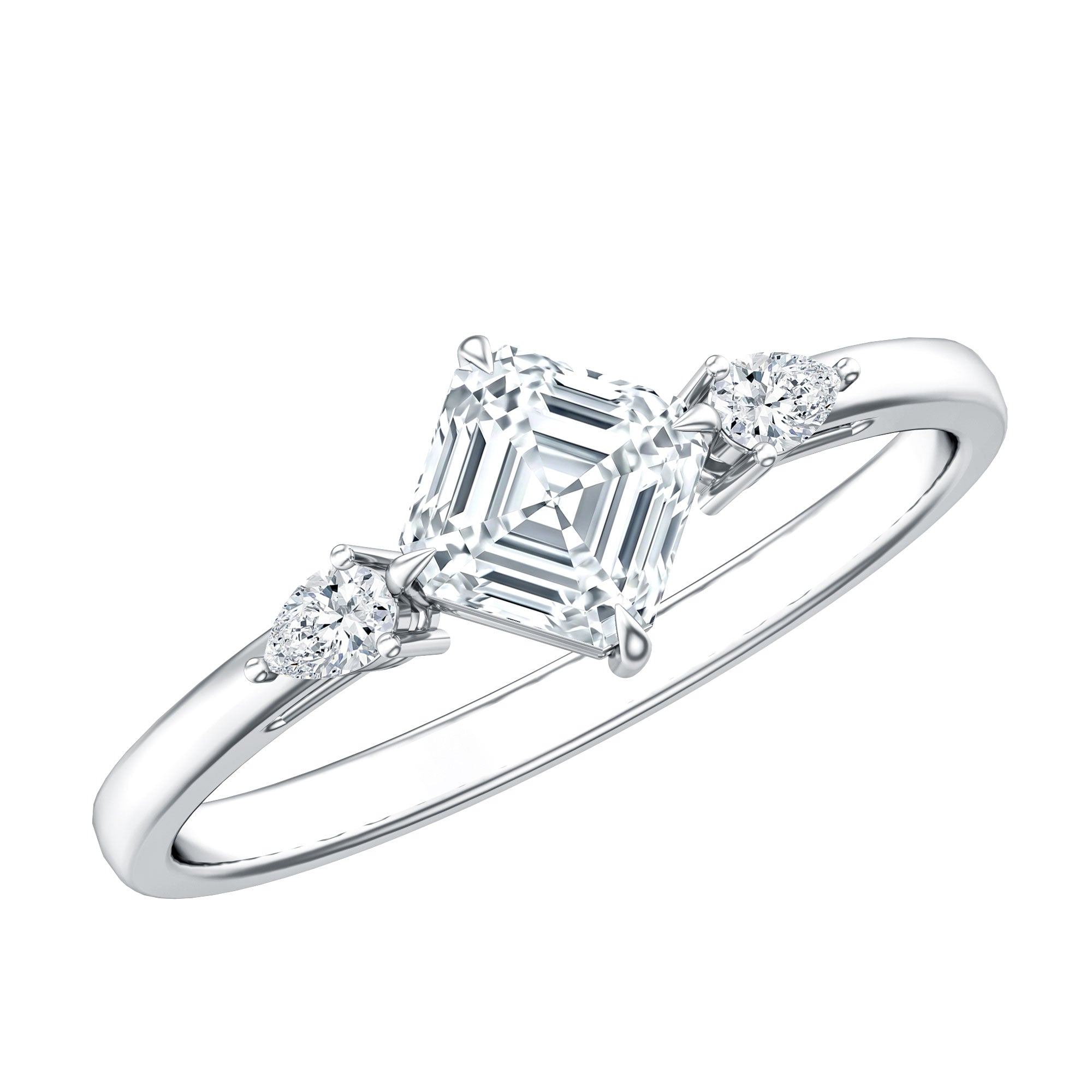 Rosec Jewels-0.7 Carat Asscher Cut Lab Grown Diamond Engagement Ring with Certificate
