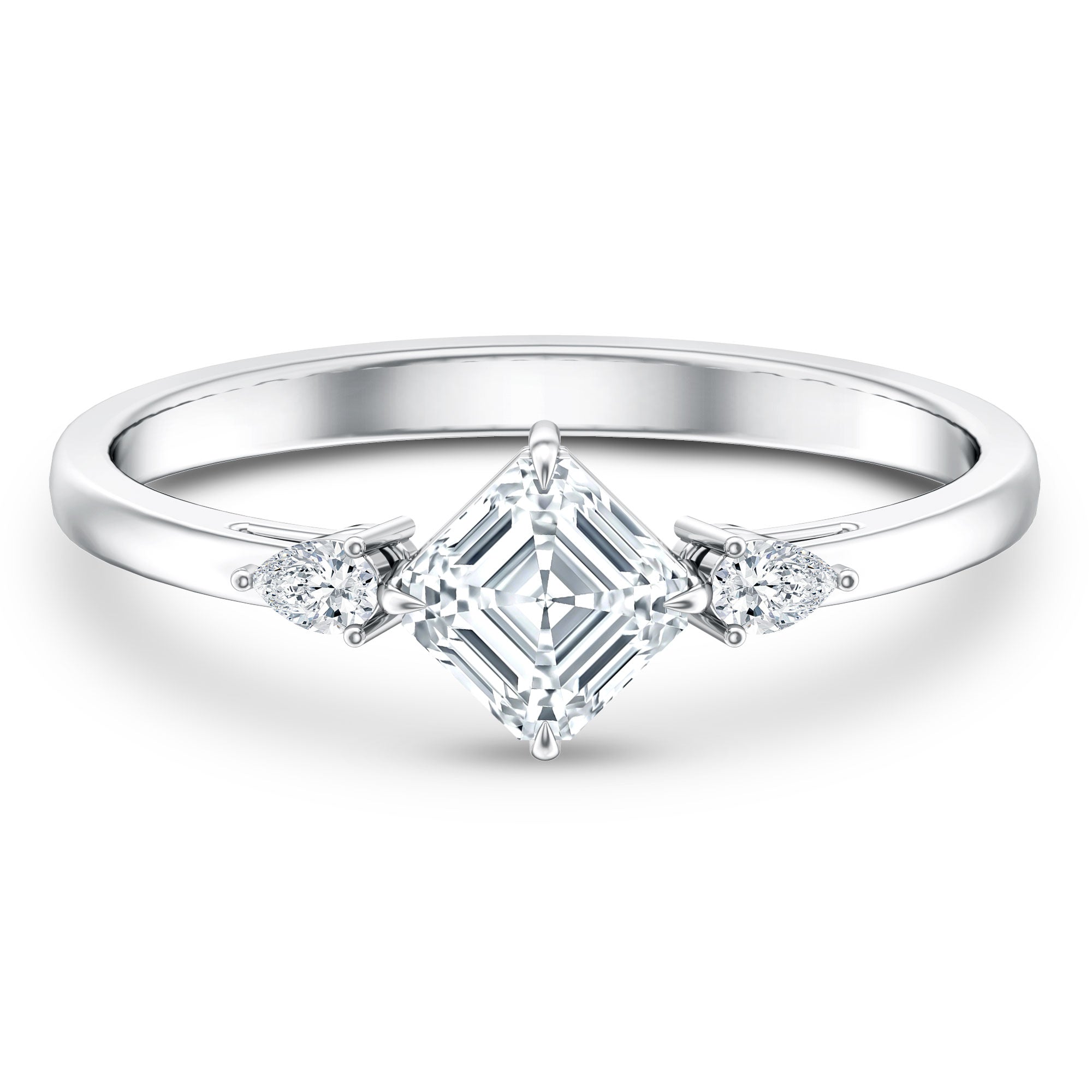 Rosec Jewels-0.7 Carat Asscher Cut Lab Grown Diamond Engagement Ring with Certificate