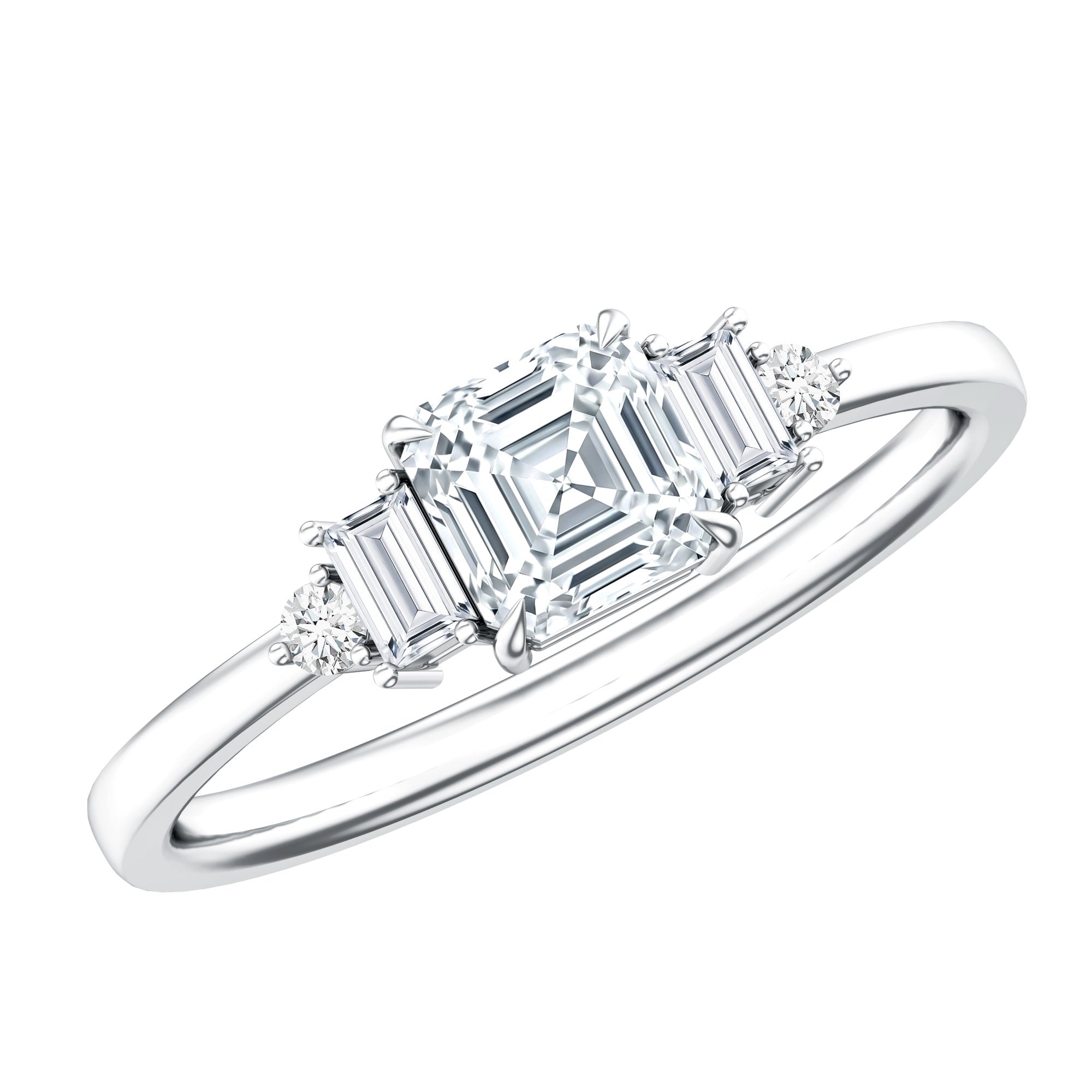 Certified 0.7 Carat Lab Grown Diamond Asscher Cut Engagement Ring Lab - ( EF-VS ) - Rosec Jewels