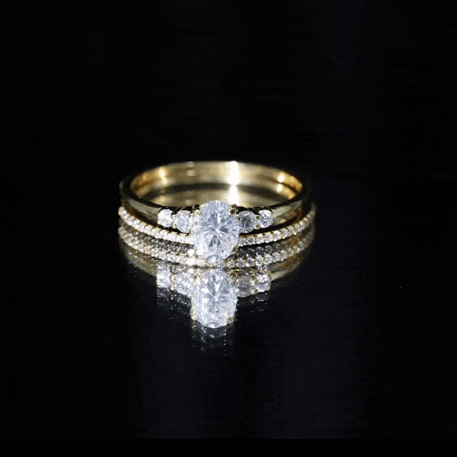 2 Carat Oval Shape Lab Diamond Bridal Ring Set with IGI Certificate Lab - ( EF-VS ) - Rosec Jewels