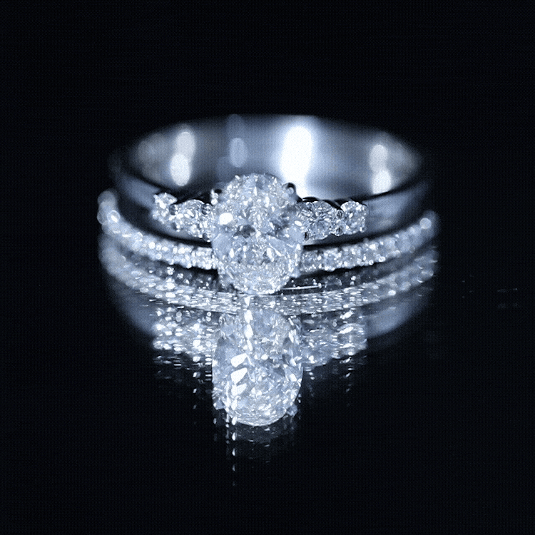 IGI Certified 1 Carat Lab Grown Diamond Engagement Ring with Wedding Band Lab - ( E-VS1 ) - Rosec Jewels