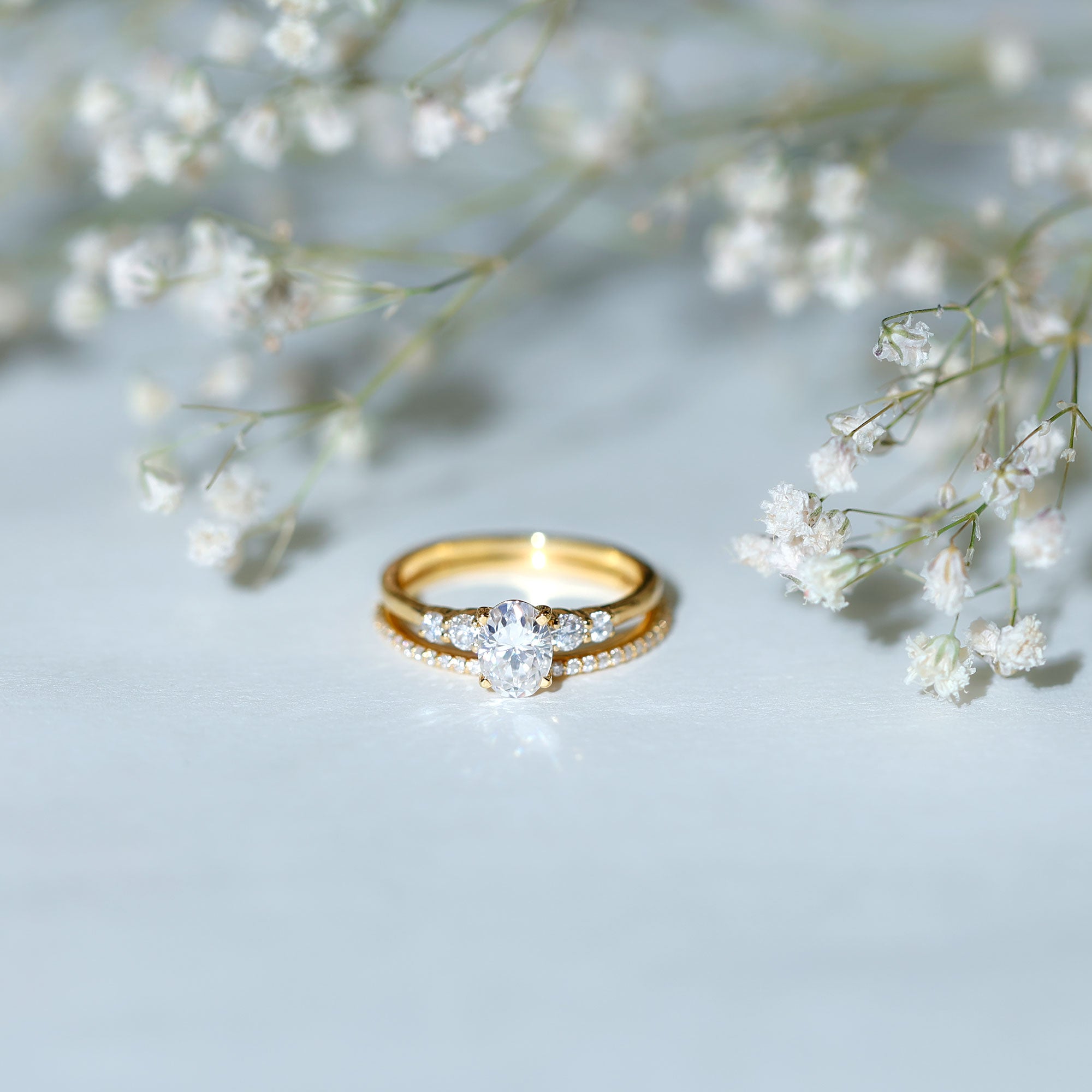 IGI Certified Lab Grown Diamond Engagement Ring with Wedding Band Lab - ( EF-VS ) - Rosec Jewels
