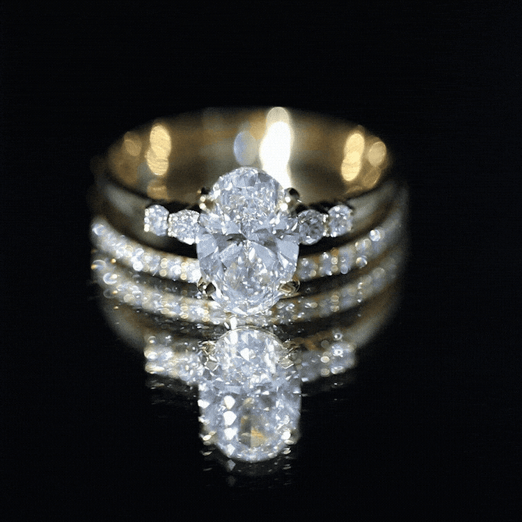 IGI Certified 3 Carat Oval Lab Grown Diamond Marriage Ring Set for Women Lab - ( E-VS1 ) - Rosec Jewels