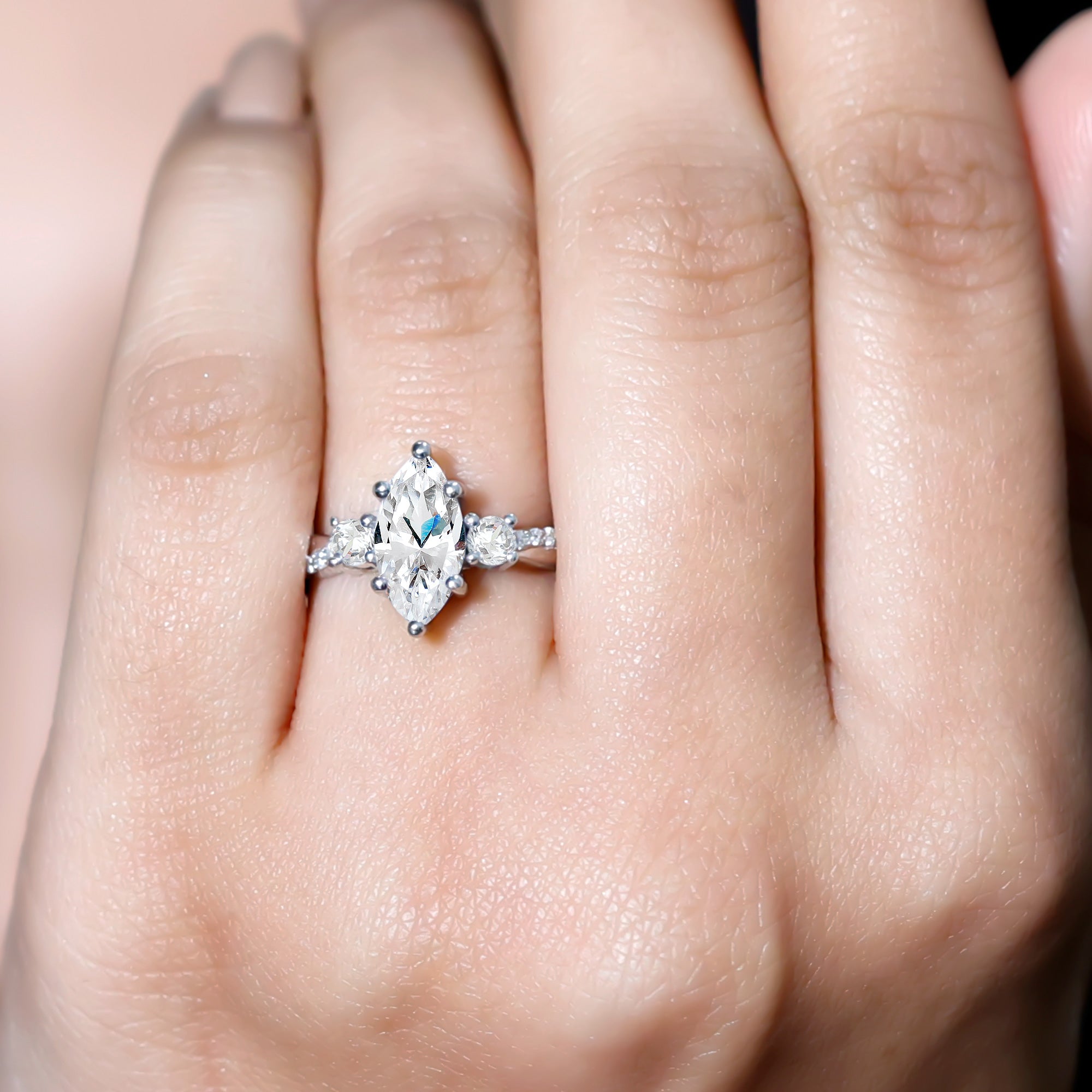 Rosec Jewels-1 Carat Marquise Cut Lab Grown Diamond Designer Engagement Ring IGI Certified