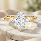 2 Carat Marquise Cut Lab Grown Diamond Crossover Engagement Ring with IGI Certificate Lab - ( EF-VS ) - Rosec Jewels