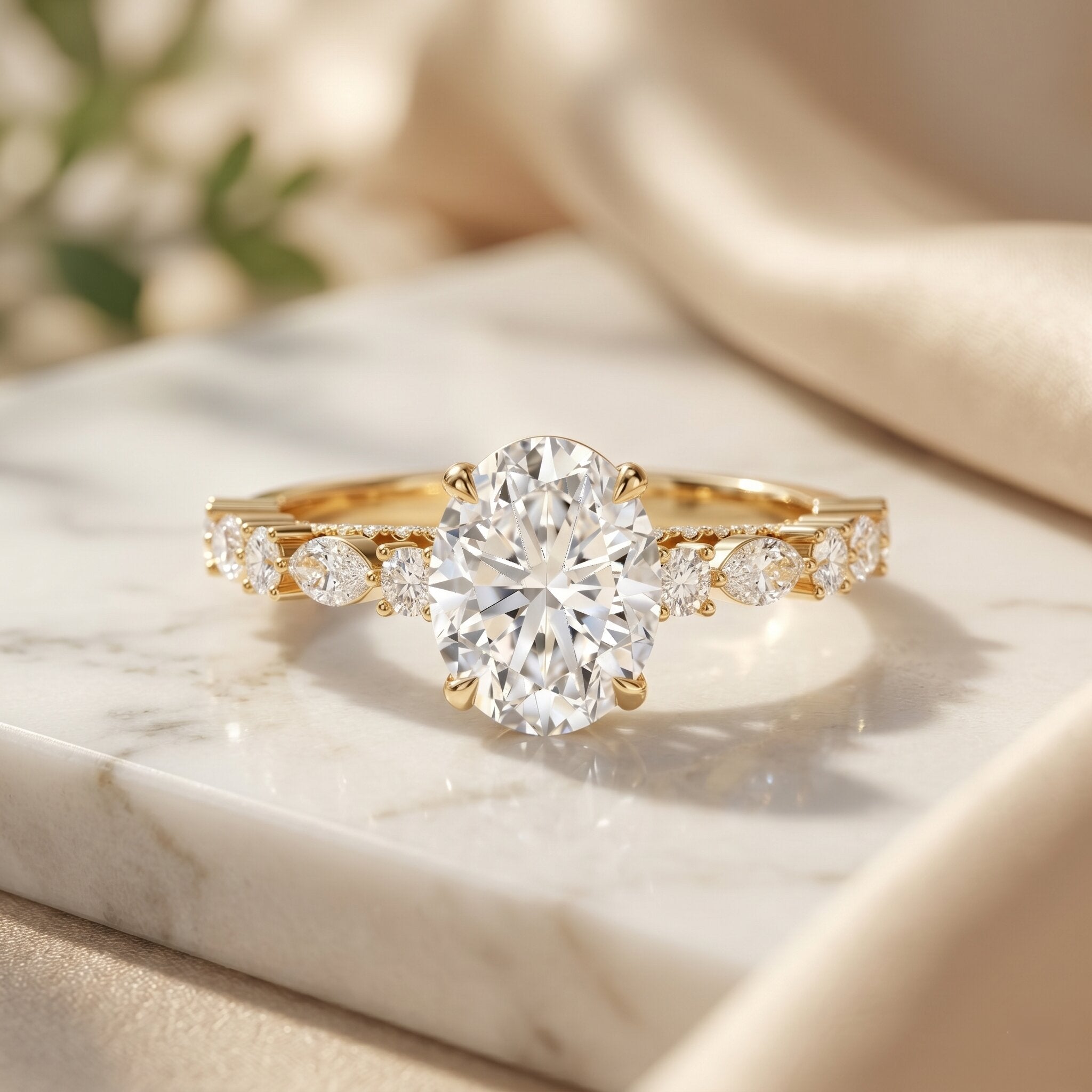 2 Carat Oval Lab Grown Diamond Engagement Ring with IGI Certificate Lab - ( EF-VS ) - Rosec Jewels